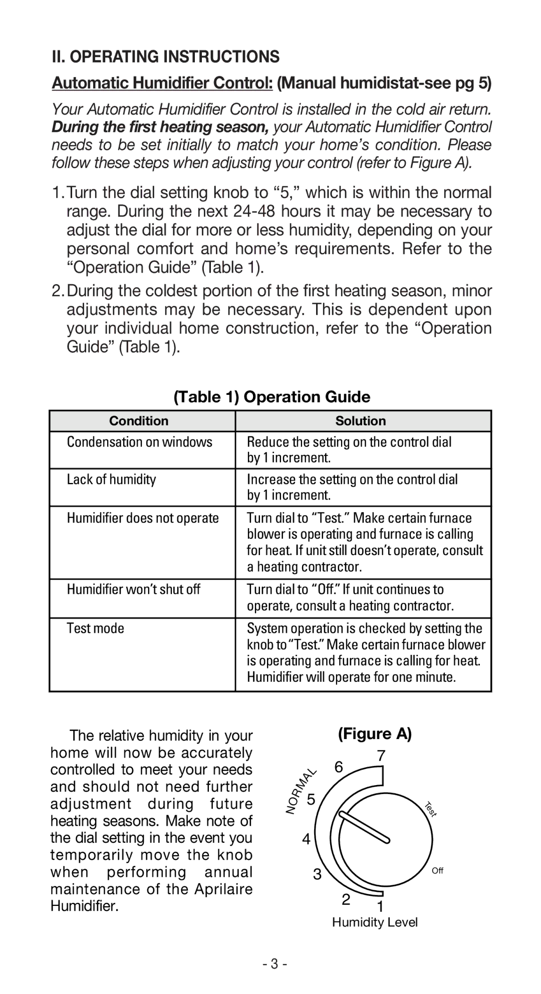 Aprilaire 560, 350, 360, 760, 445, 440, 220, 112, 768, 224 Automatic Humidifier Control Manual humidistat-see pg, Operation Guide 