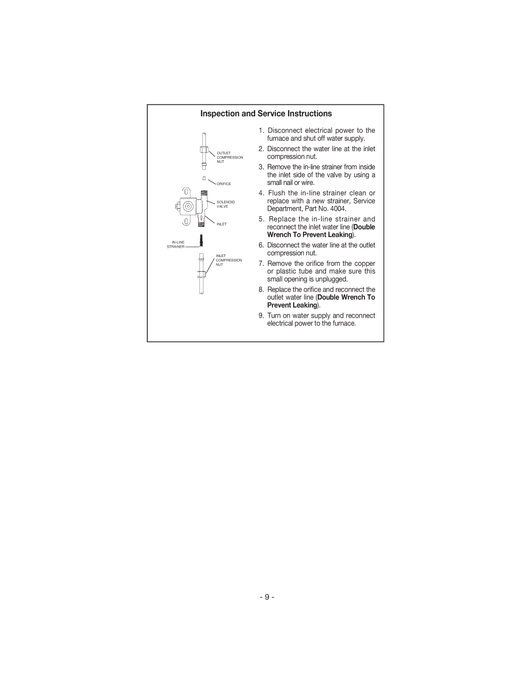 Aprilaire 448 owner manual Inspection and Service Instructions 