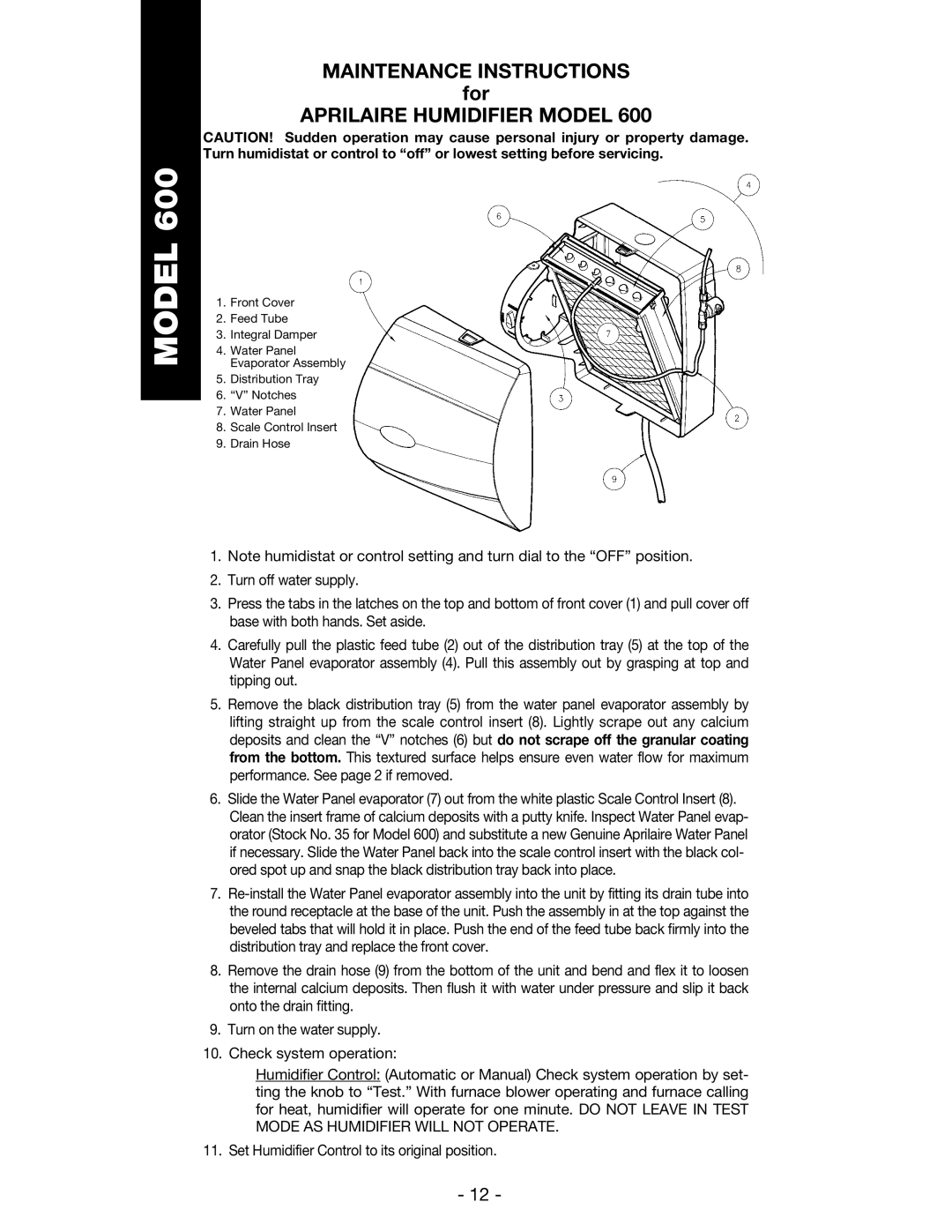 Aprilaire 600 &700 owner manual Model 