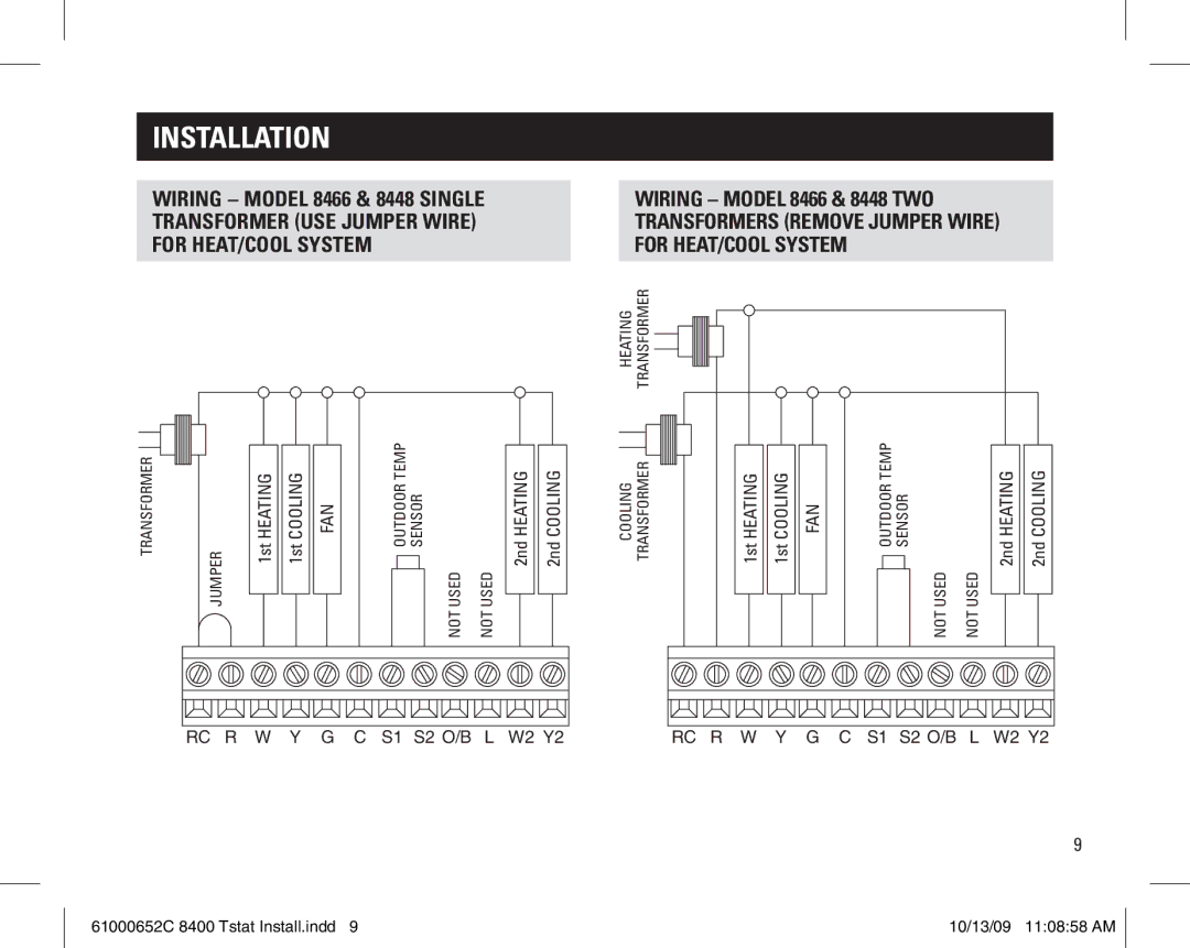 Aprilaire 61000652C 8400 Tstat installation instructions Rc R 