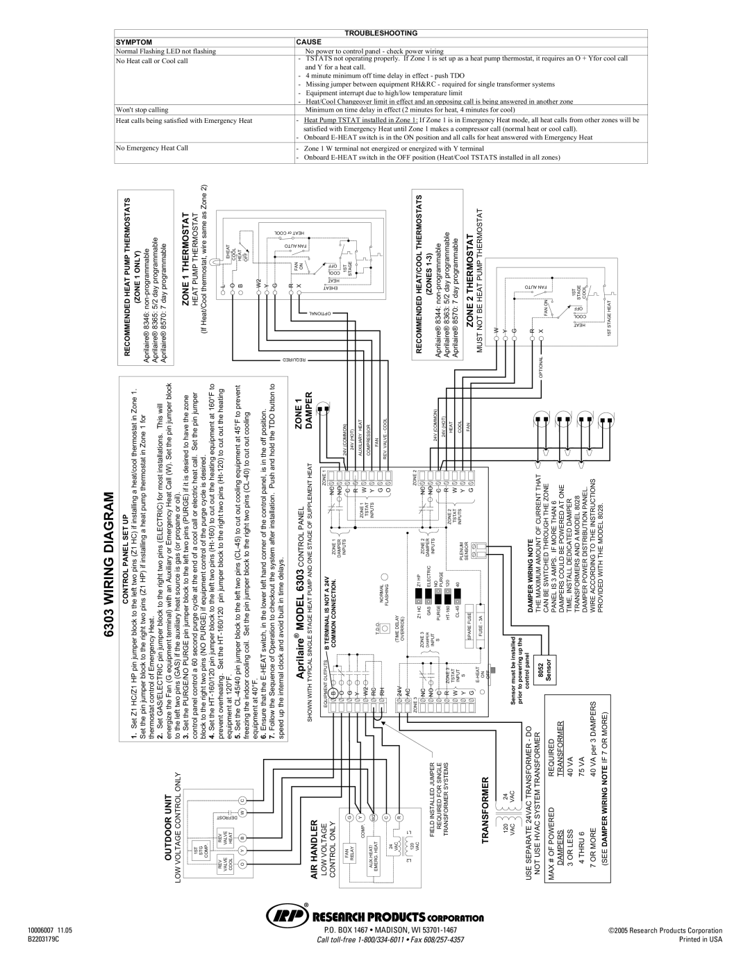 Aprilaire 6303 installation instructions Wiring Diagram 