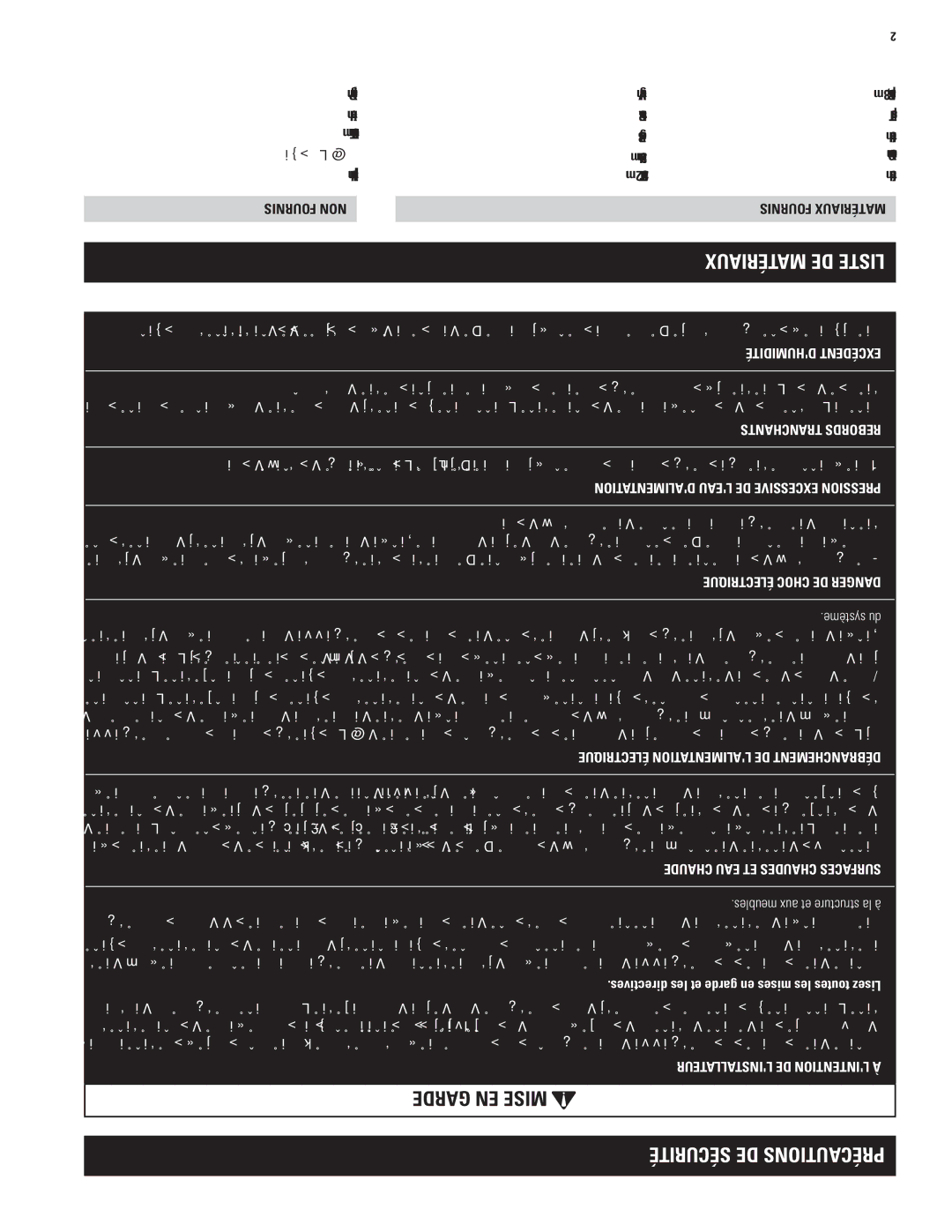 Aprilaire 800 specifications Mis, Préc 