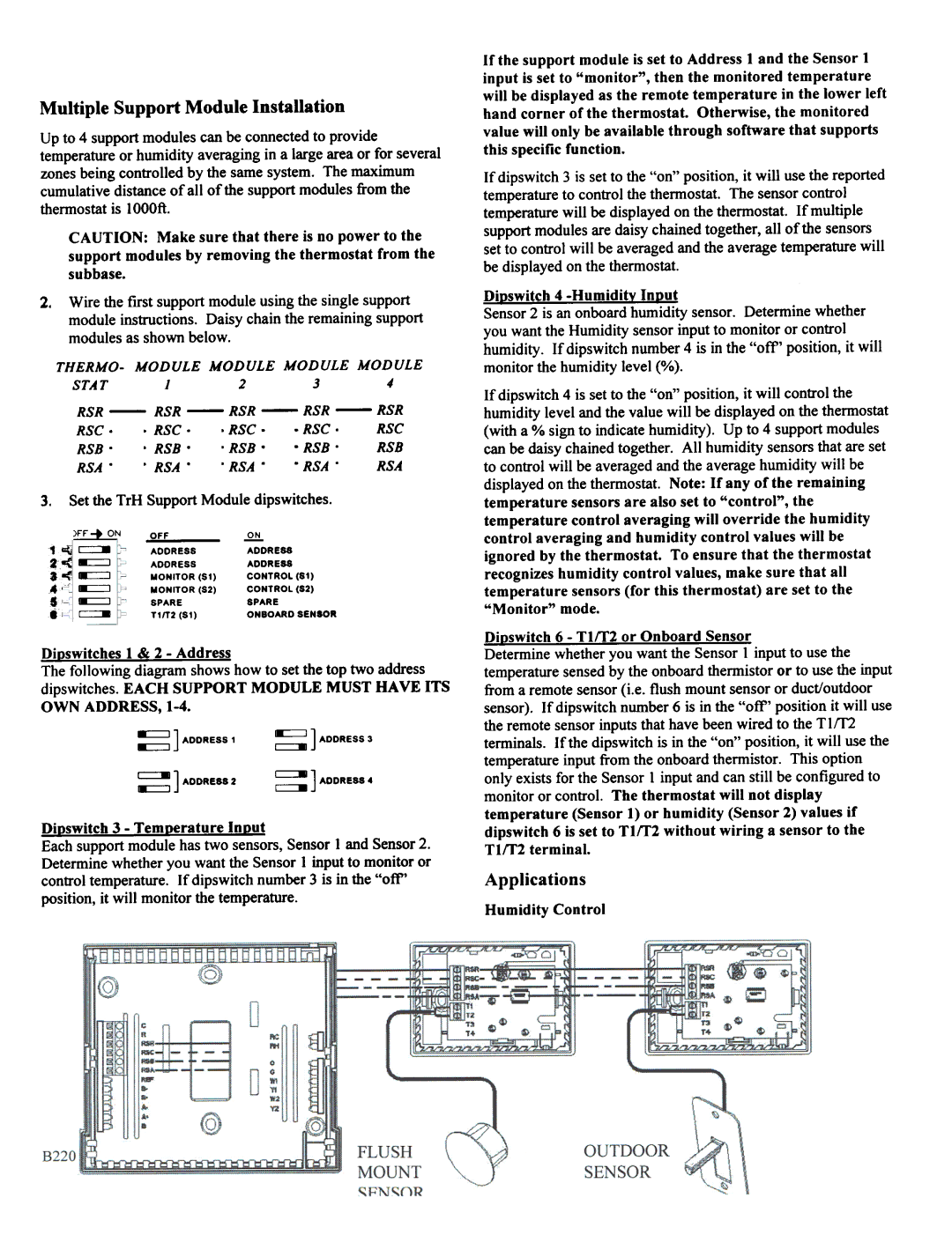 Aprilaire 8062 installation instructions Multiple Support Module Installation, Applications, ==- 8=J 