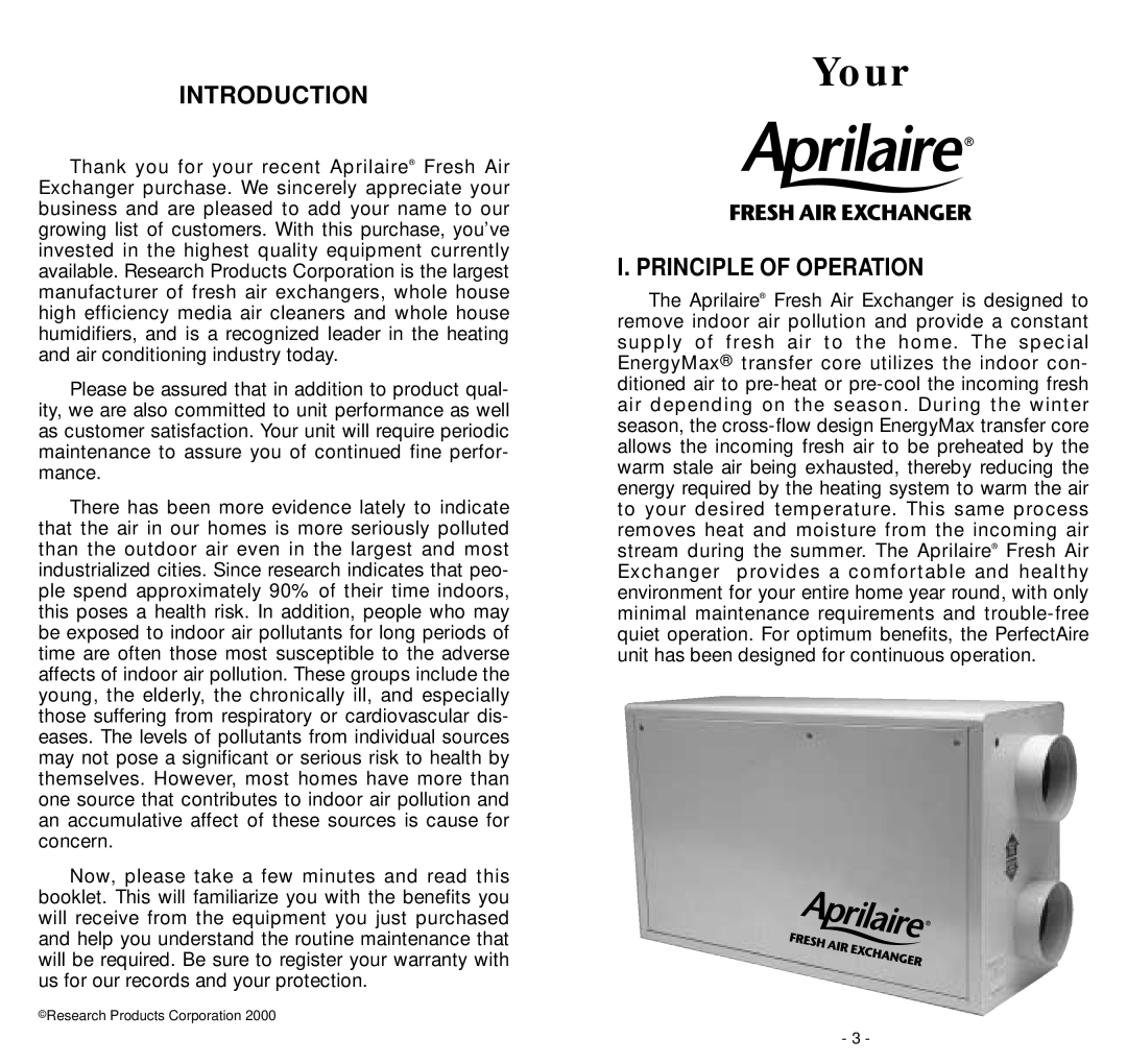 Aprilaire 8100 owner manual Your, Introduction 