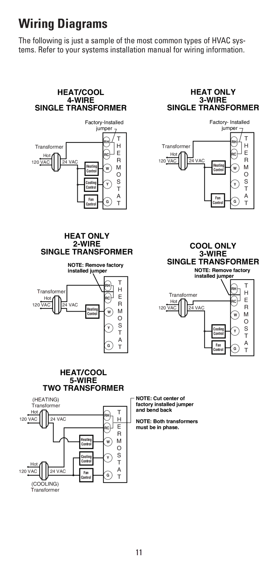 Aprilaire 8353 warranty Wiring Diagrams, HEAT/COOL Heat only Wire Single Transformer 