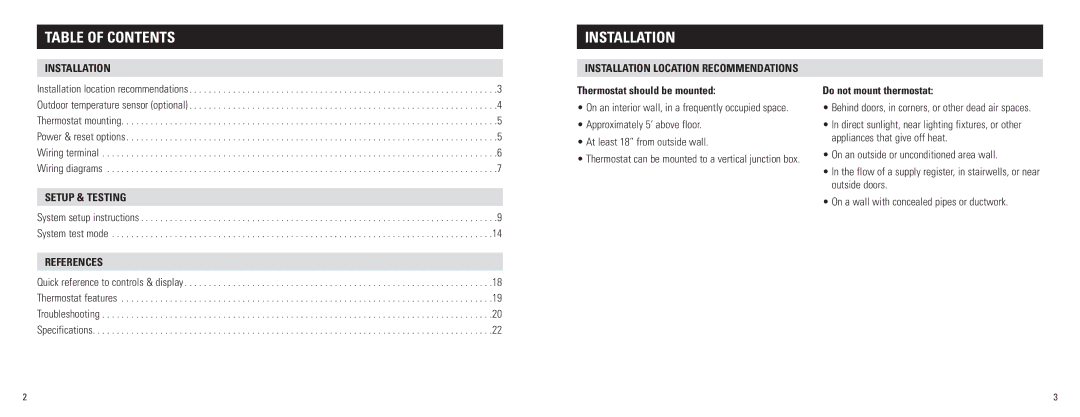 Aprilaire 8476 installation instructions Table of contents Installation 