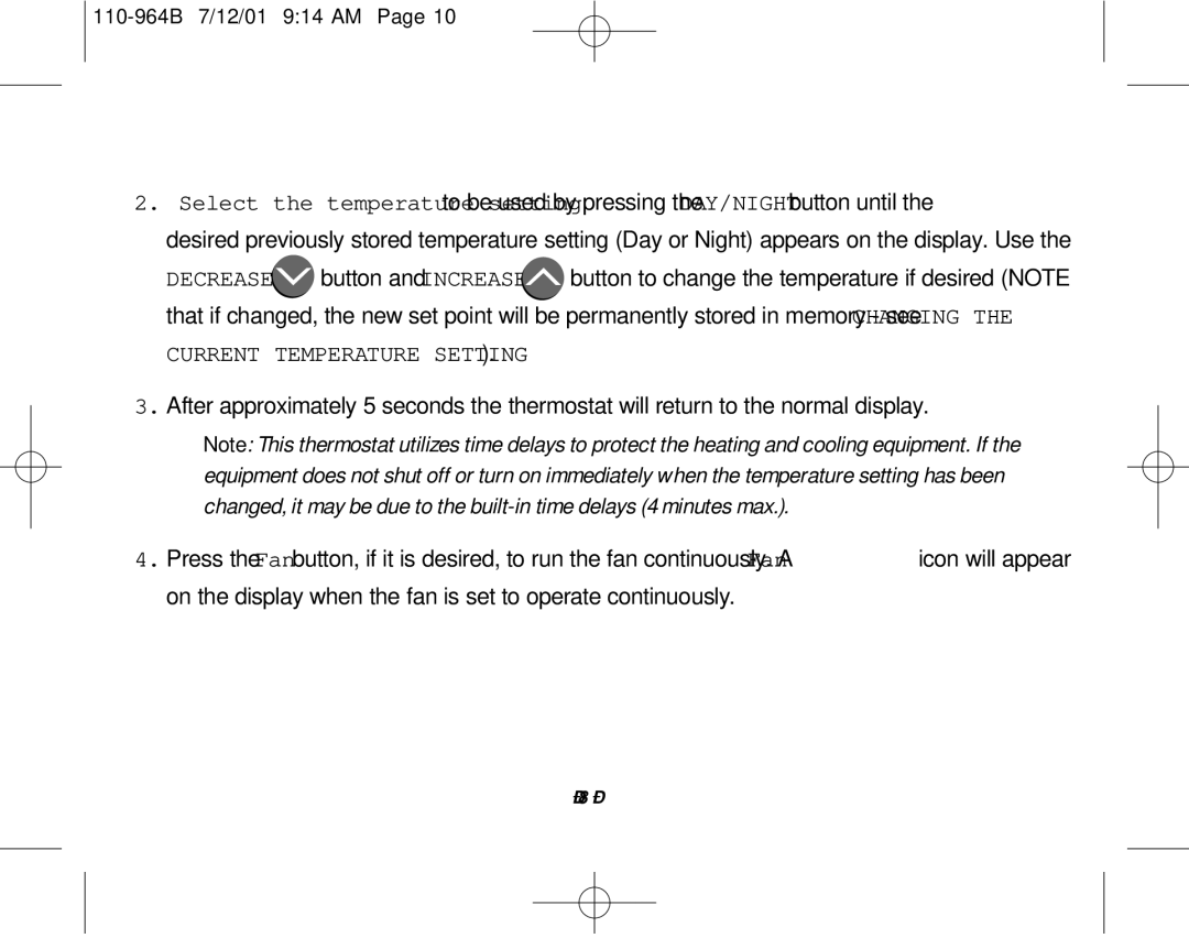 Aprilaire 8533 owner manual Current Temperature Setting 