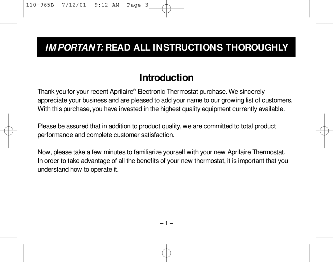 Aprilaire 8535 owner manual Introduction 