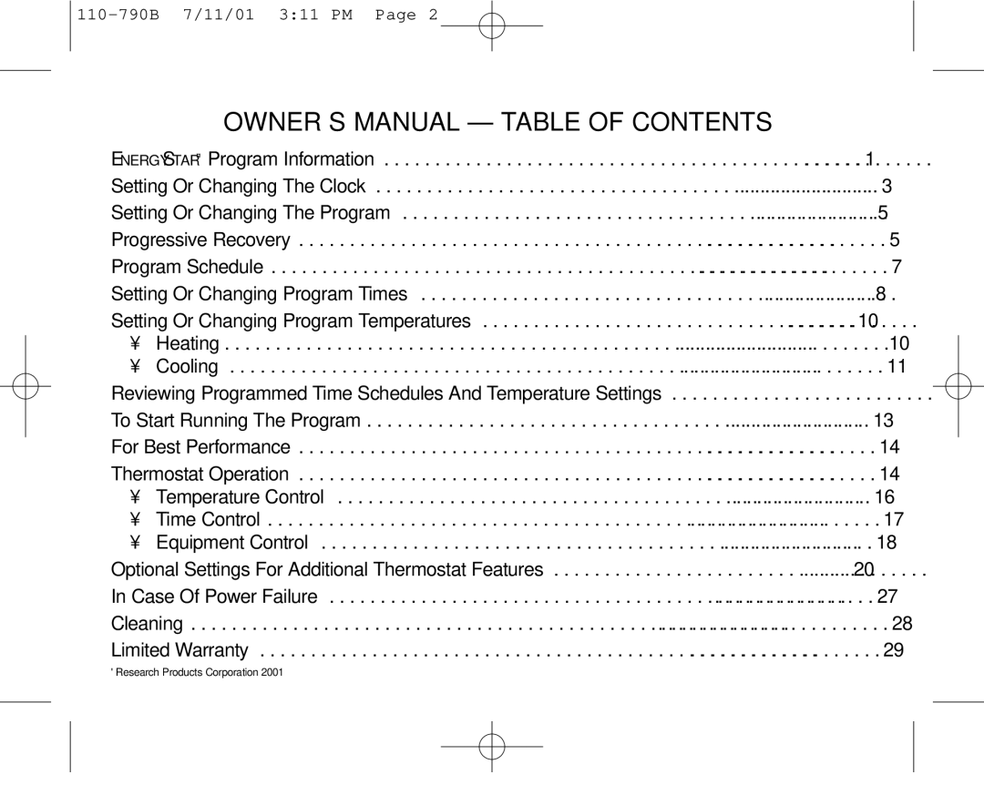 Aprilaire 8553 owner manual Cooling, Temperature Control, Equipment Control 