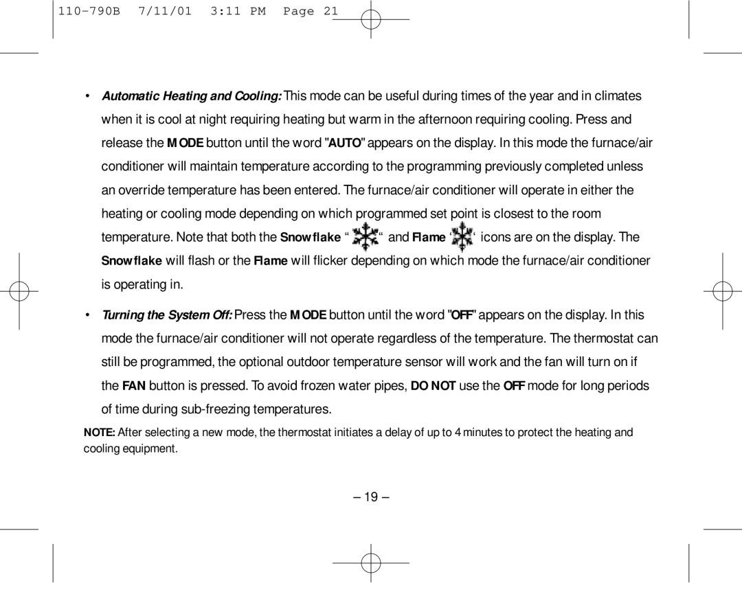 Aprilaire 8553 owner manual Time during sub-freezing temperatures 