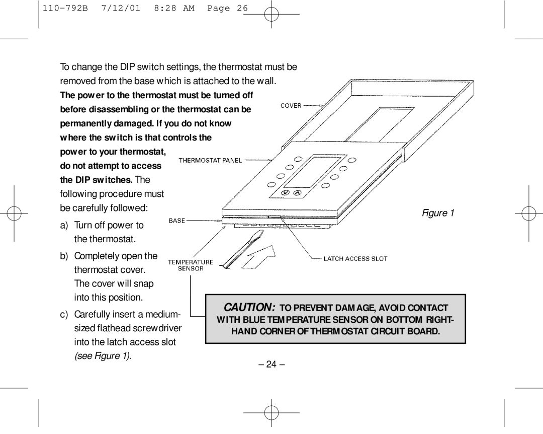 Aprilaire 8554 owner manual Power to the thermostat must be turned off 