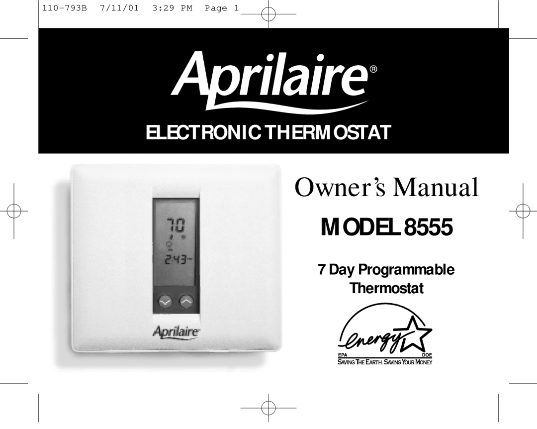 Aprilaire 8555 owner manual Model 