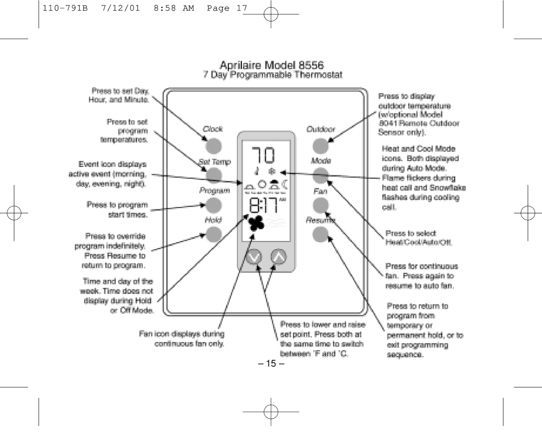 Aprilaire 8556 owner manual 110-791B 7/12/01 858 AM 