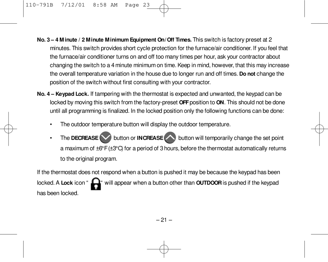 Aprilaire 8556 owner manual 110-791B 7/12/01 858 AM 