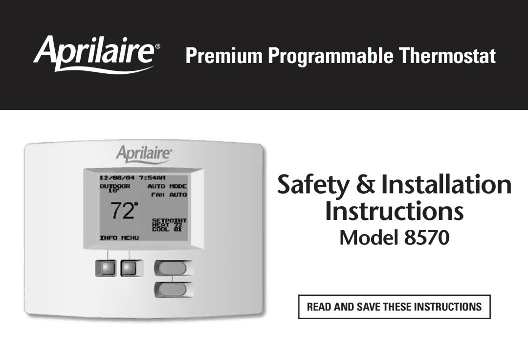 Aprilaire 8570 installation instructions Instructions 