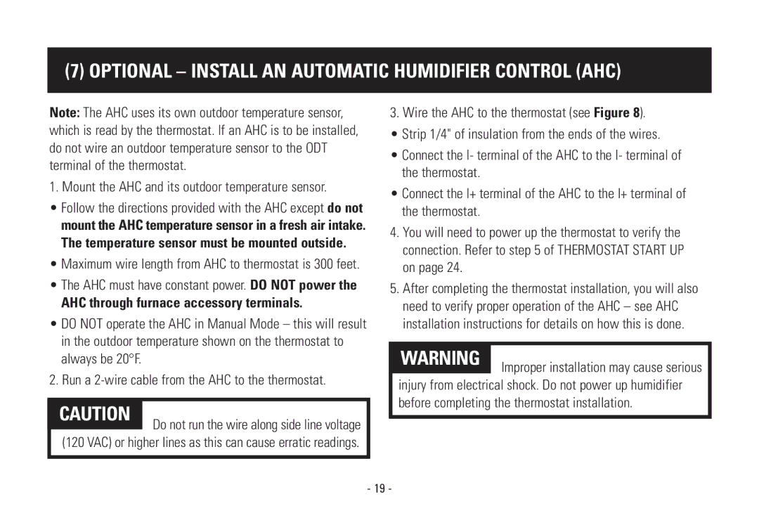 Aprilaire 8570 Optional Install AN Automatic Humidifier Control AHC, Mount the AHC and its outdoor temperature sensor 