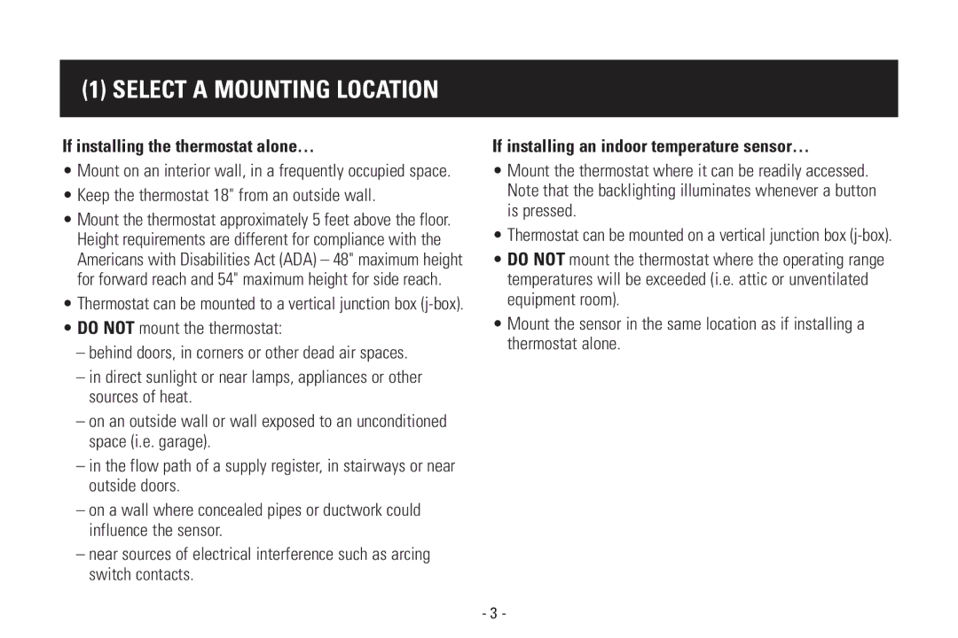 Aprilaire 8570 installation instructions Select a Mounting Location, Keep the thermostat 18 from an outside wall 