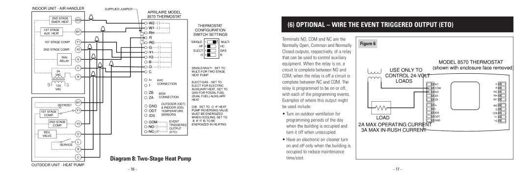 Aprilaire 8570 installation instructions Optional Wire the Event Triggered Output ETO, Turn it off when unoccupied, Load 