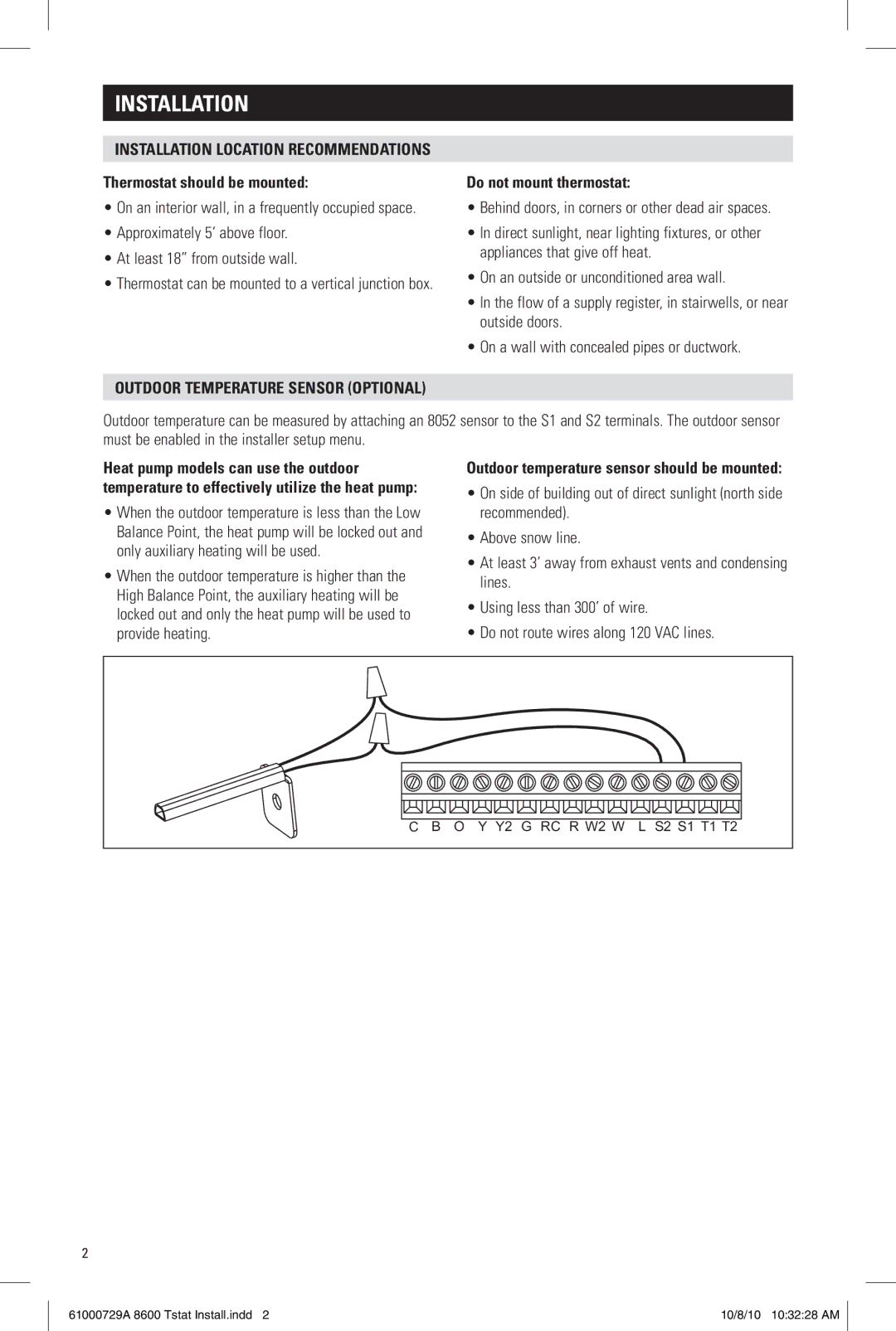 Aprilaire 8600 installation instructions Installation, Approximately 5‘ above floor At least 18 from outside wall 