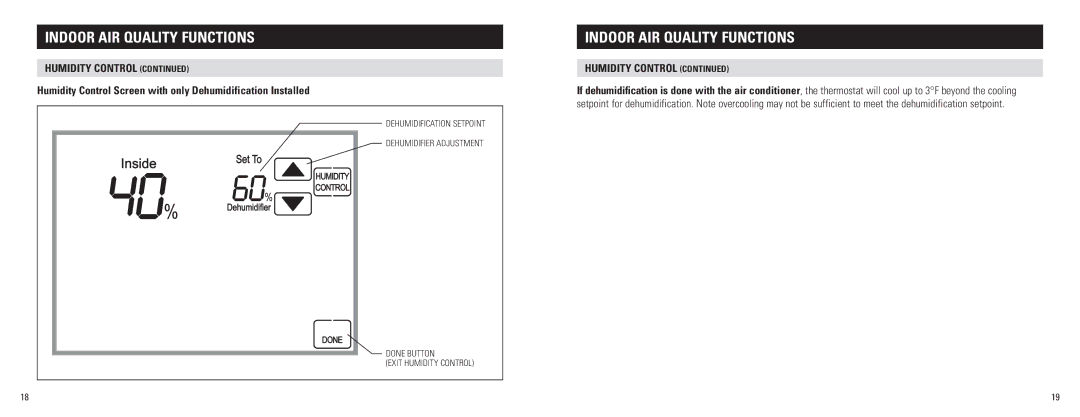 Aprilaire 8620 owner manual Indoor air quality Functions 