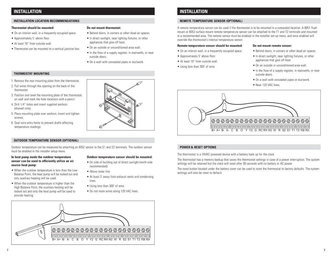 Aprilaire 8800 installation instructions Installation 