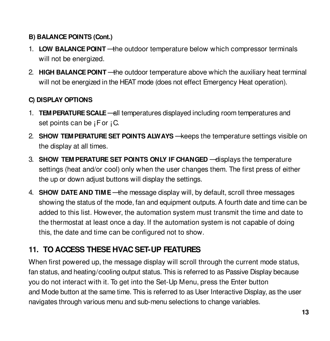 Aprilaire 8870 installation instructions To Access These Hvac SET-UP Features, Display Options 