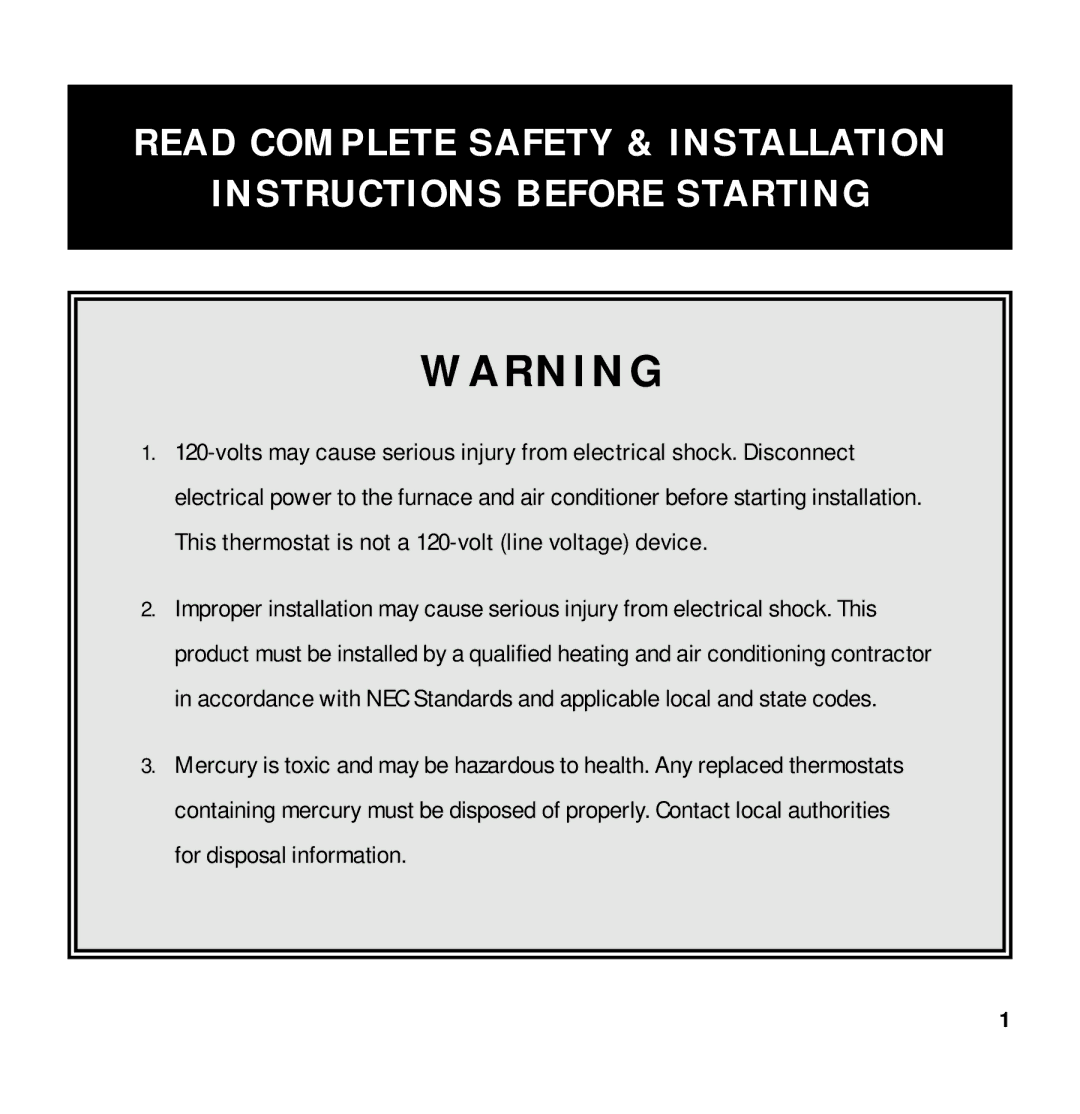 Aprilaire 8870 installation instructions Wa R N I N G 