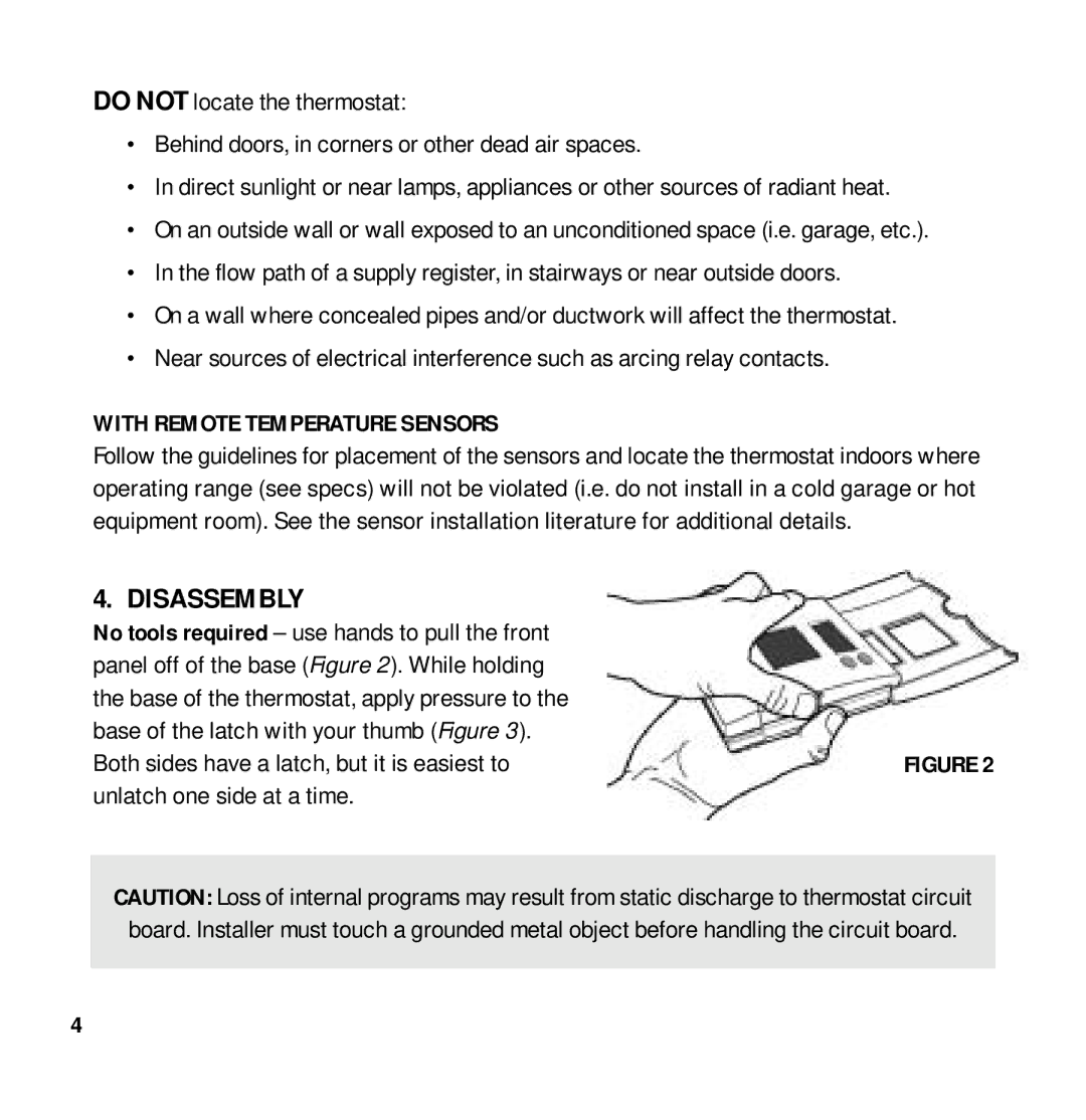 Aprilaire 8870 installation instructions Disassembly, With Remote Temperature Sensors 