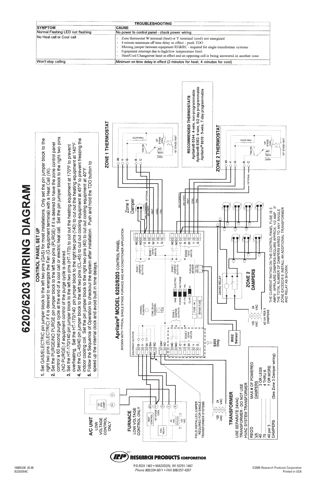 Aprilaire B2202554C installation instructions 10005236 