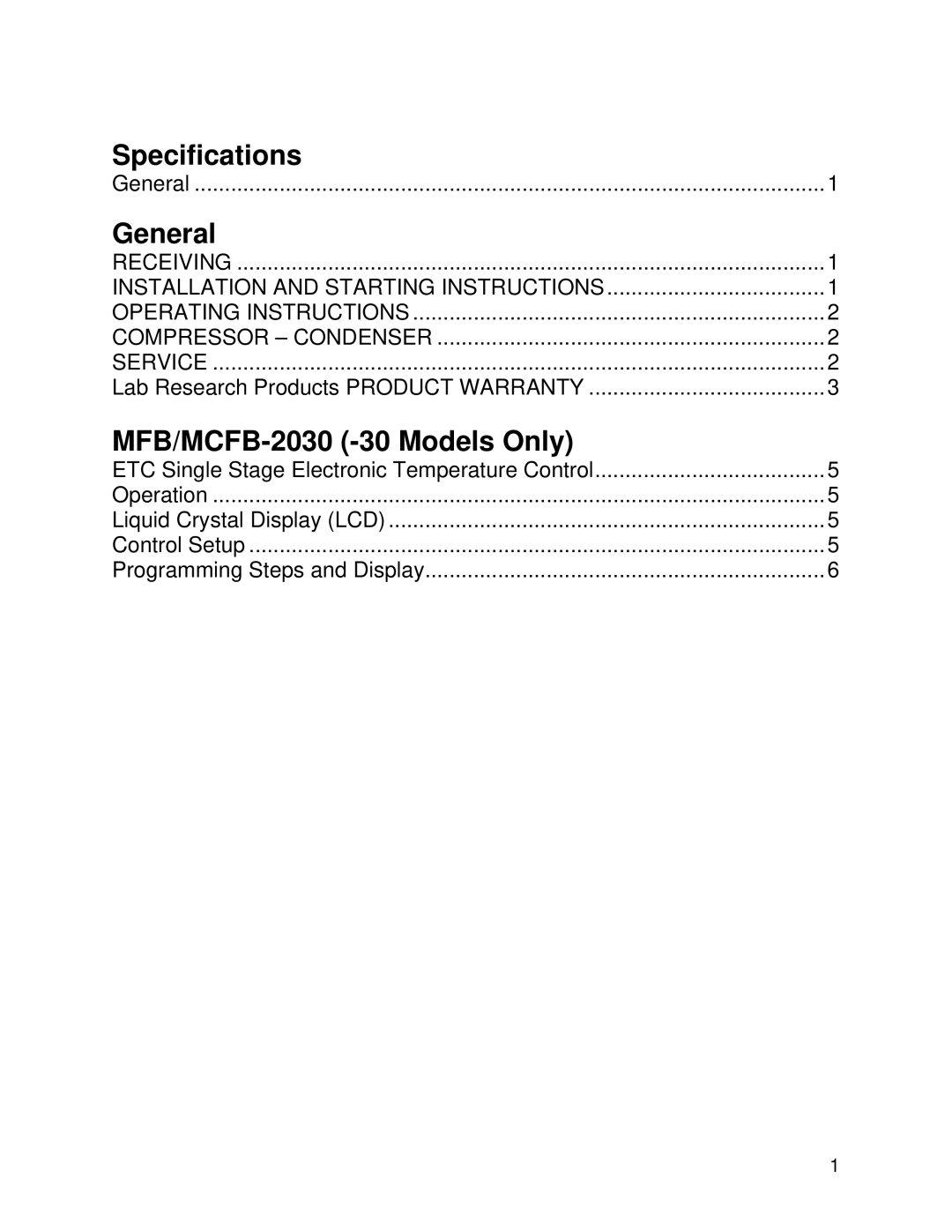 Aprilaire MFB-0920, MFB-2920, MFB-2020, MCFB-2020, MFB-2030 warranty Specifications 