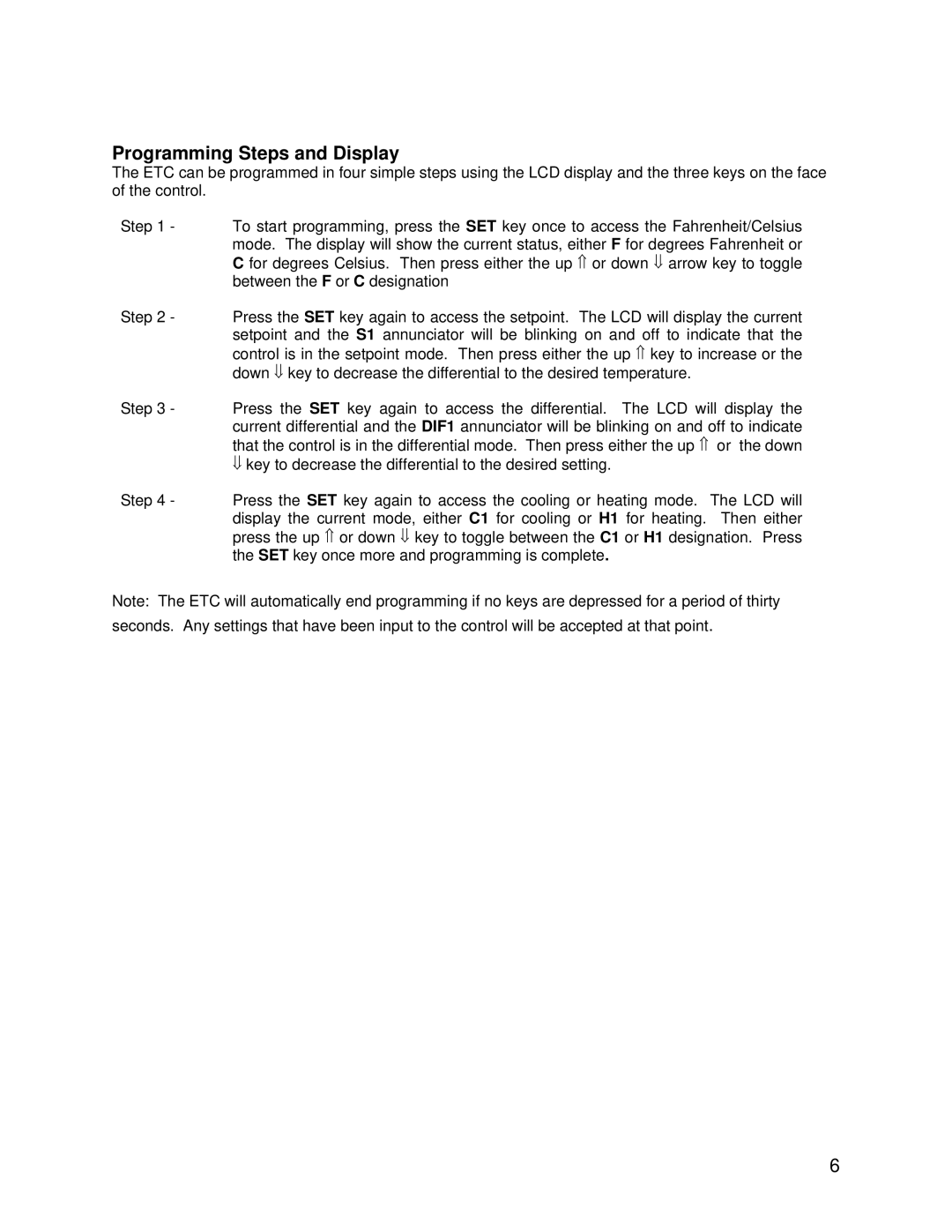 Aprilaire MCFB-2020, MFB-2920, MFB-2020, MFB-0920, MFB-2030 warranty Programming Steps and Display 