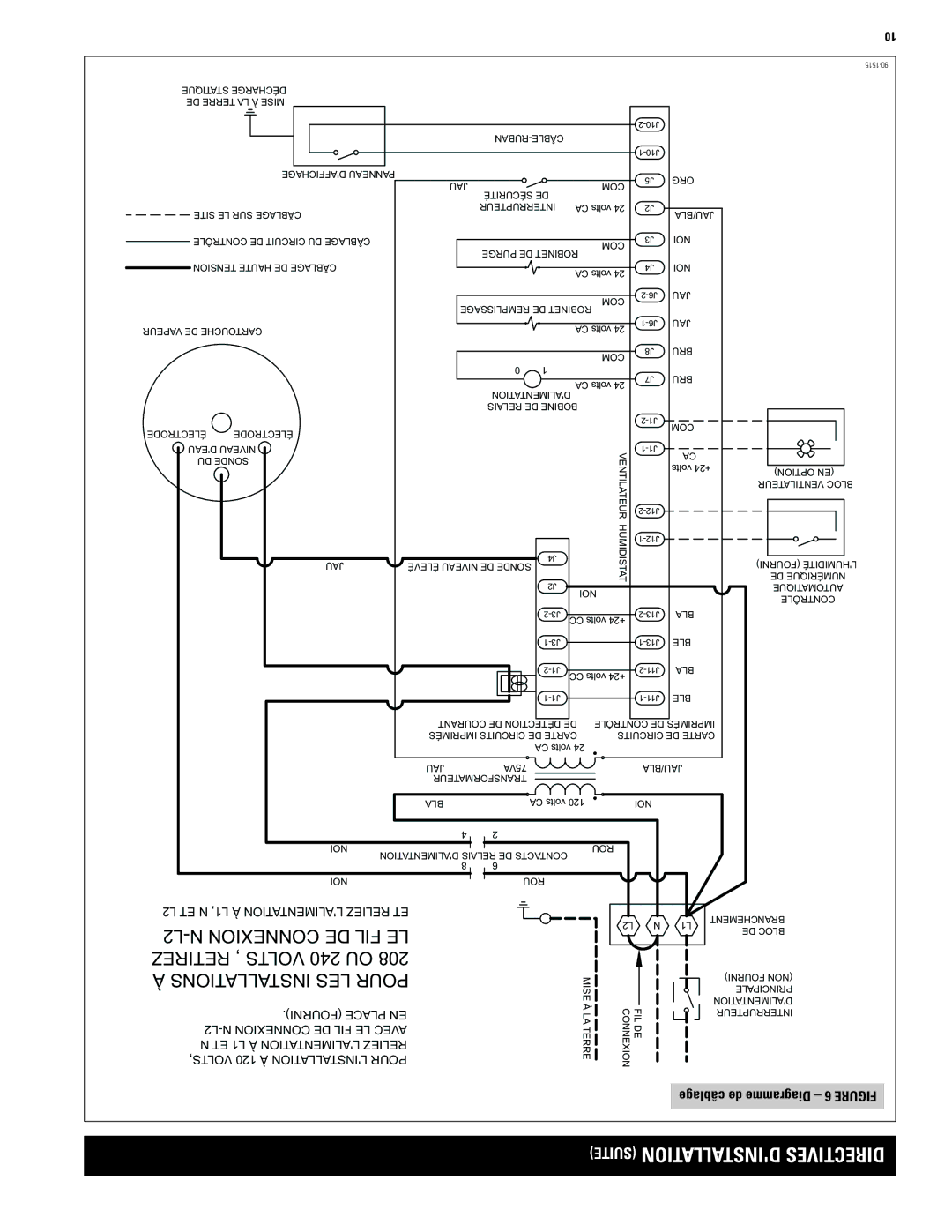 Aprilaire model 800 specifications Allation, Câblage de Diagramme 