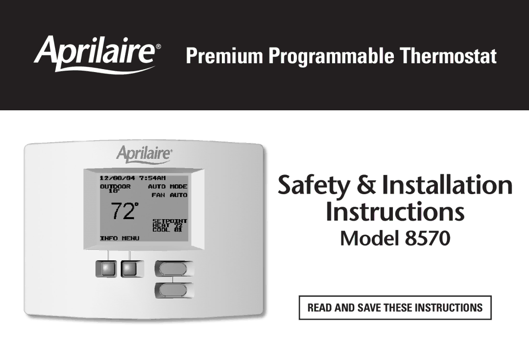 Aprilaire Model 8570 installation instructions Instructions 