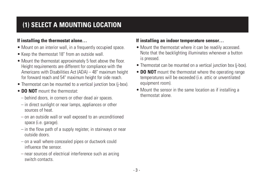 Aprilaire Model 8570 installation instructions Select a Mounting Location, Keep the thermostat 18 from an outside wall 