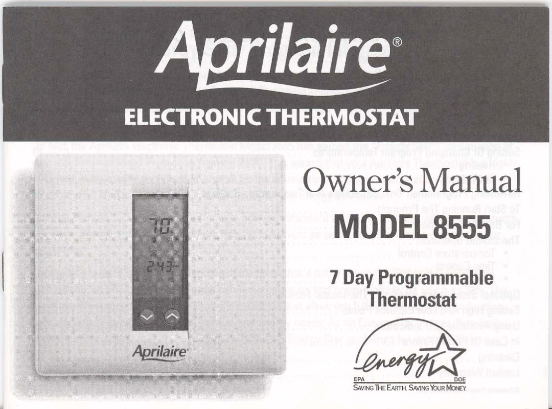 Aprilaire 8555, Thermostat, 396 manual 