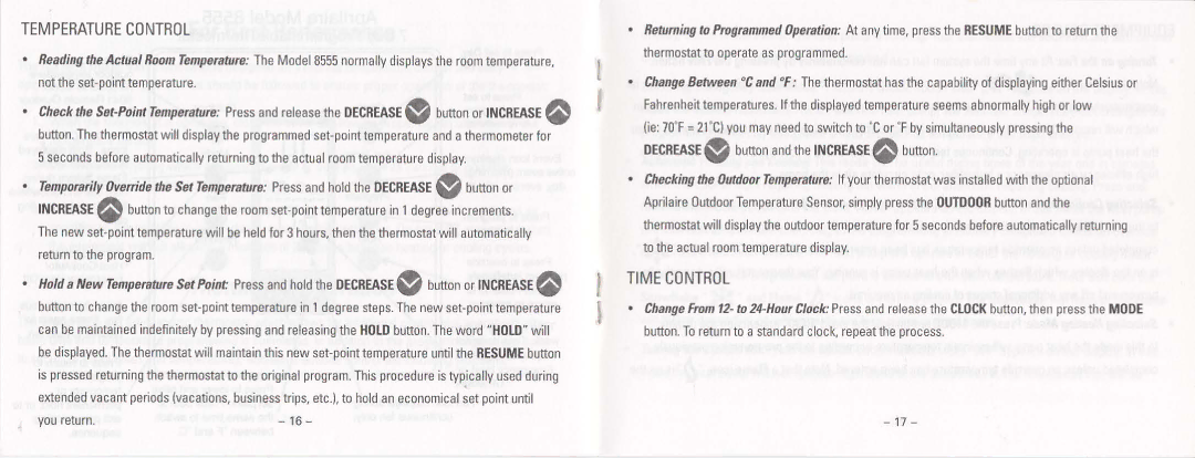 Aprilaire 8555, Thermostat, 396 manual 