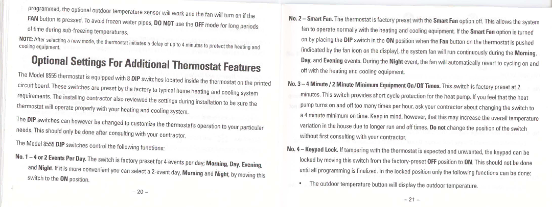 Aprilaire Thermostat, 8555, 396 manual 