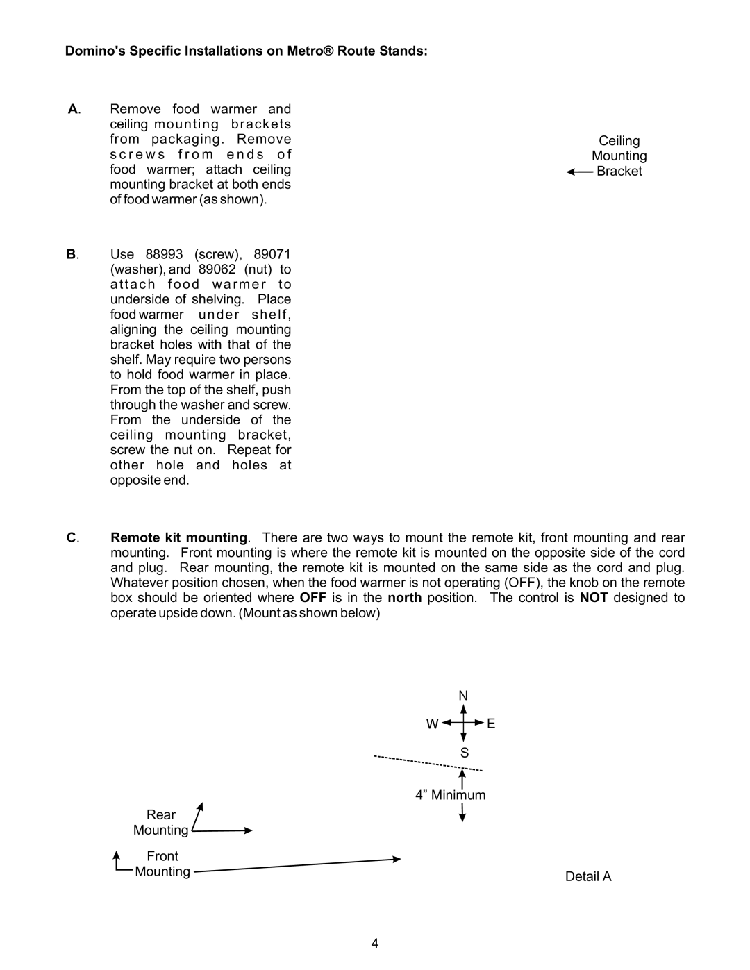 APW FD installation instructions Dominos Specific Installations on Metro Route Stands 