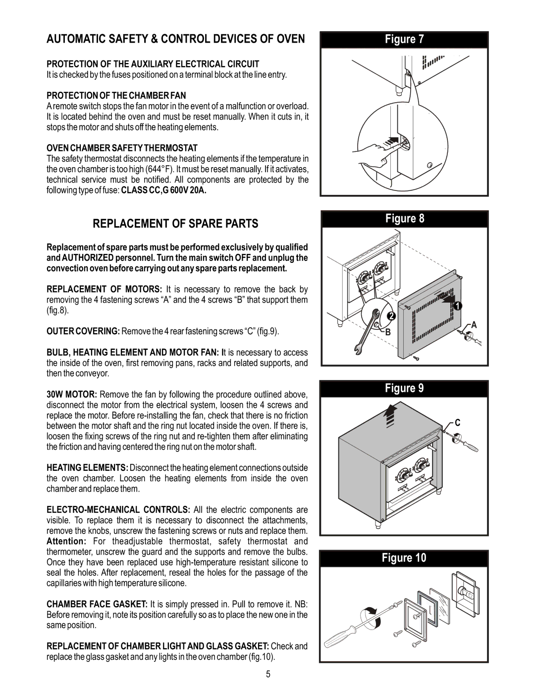 APW HSO-200 manual Automatic Safety & Control Devices of Oven, Replacement of Spare Parts, Protection of the Chamber FAN 