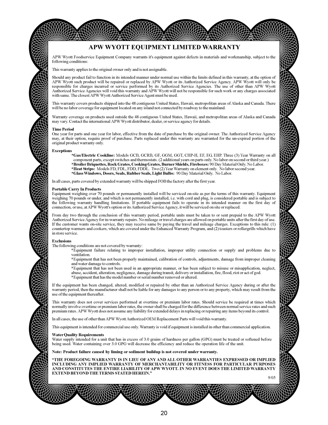 APW Wyott 2448, 1848, 2472, 1836, 2436, EGD-1824 operating instructions 