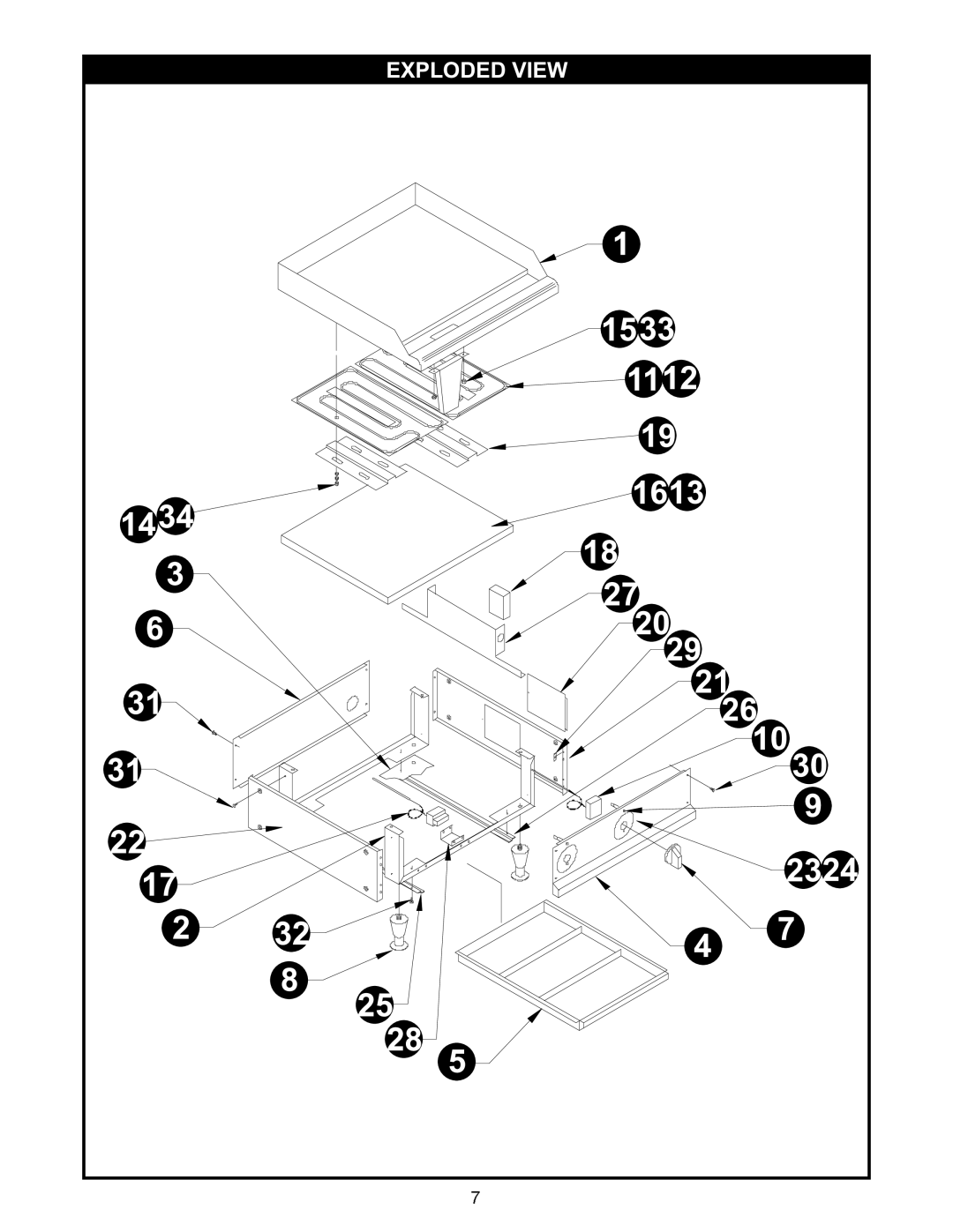 APW Wyott EG 24H, 48H, 36H manual Exploded View 