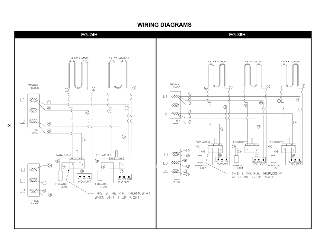 APW Wyott 36H, 48H, EG 24H manual Wiring Diagrams 