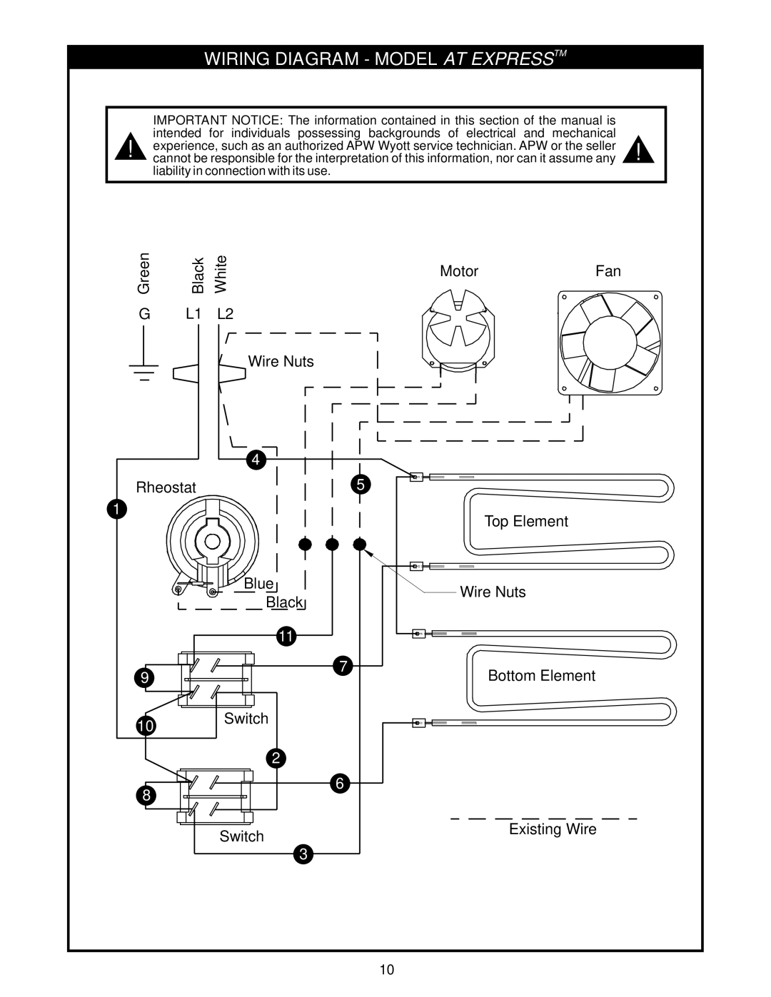 APW Wyott important safety instructions Wiring Diagram Model AT Expresstm 