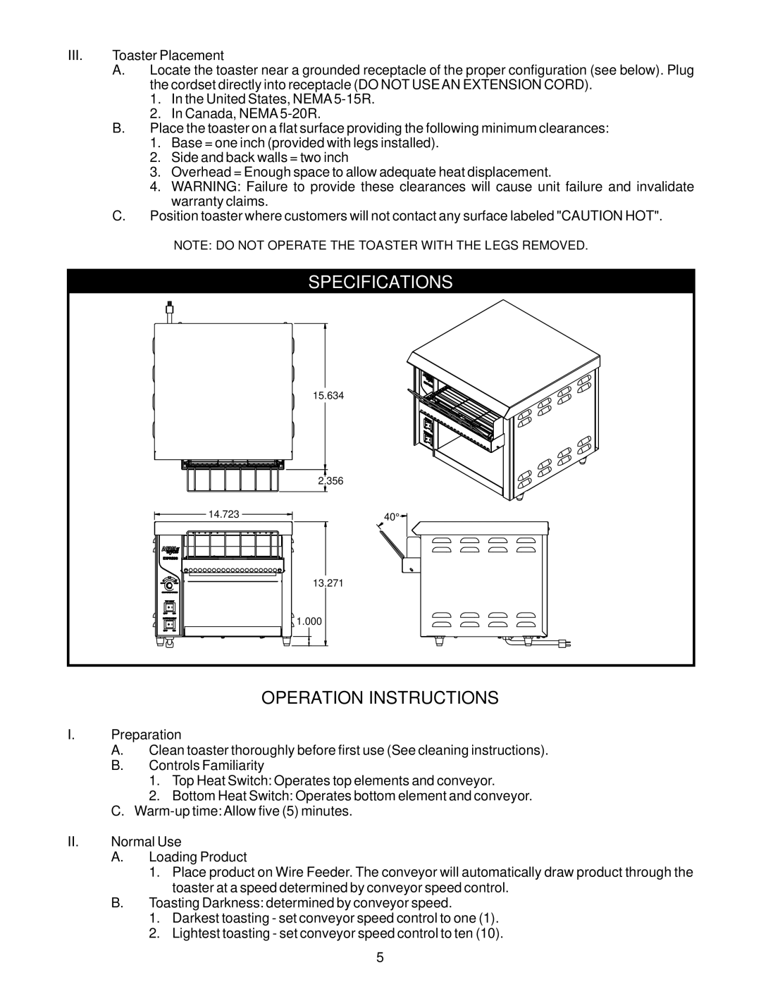 APW Wyott AT Express important safety instructions Specifications, Operation Instructions 