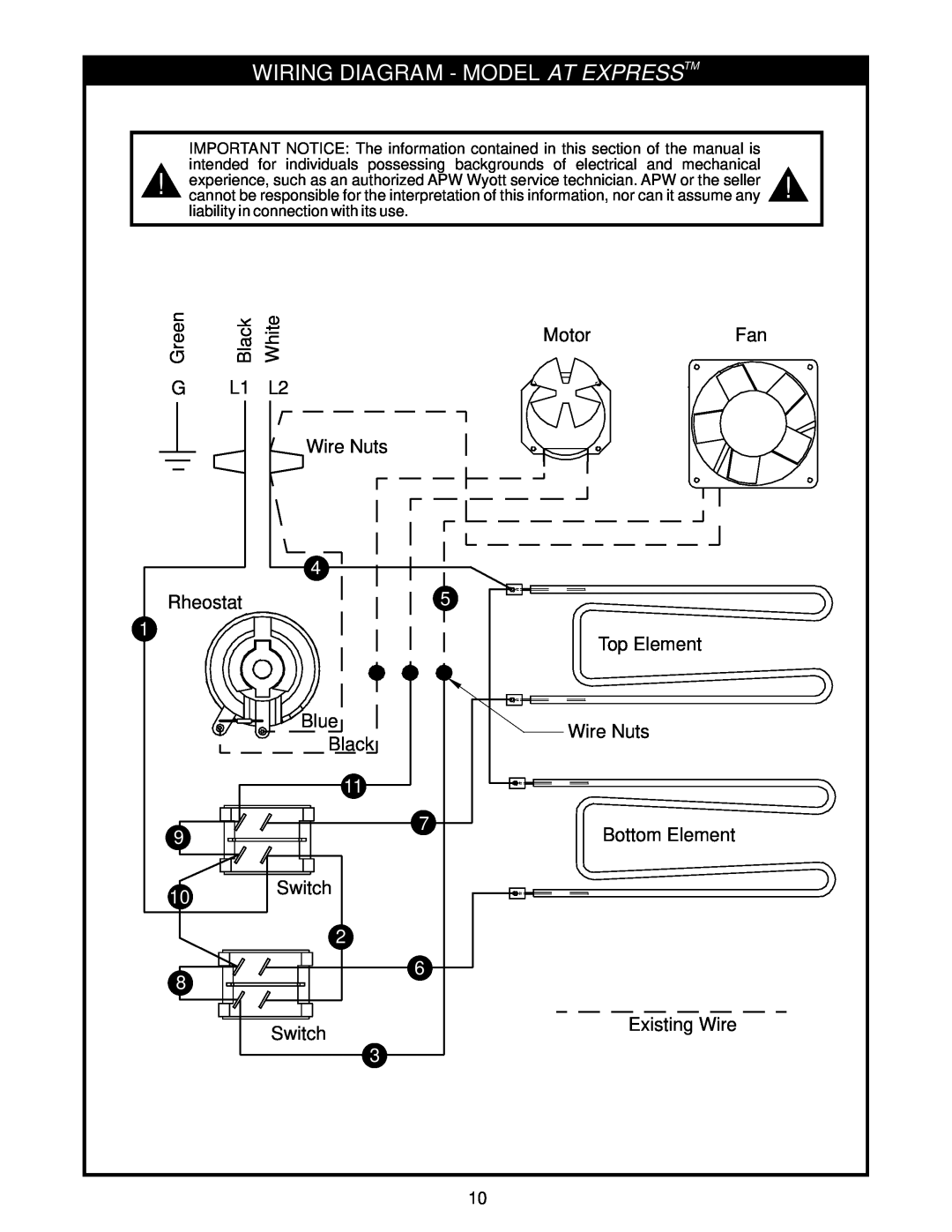 APW Wyott AT Express important safety instructions Wiring Diagram - Model At Expresstm 