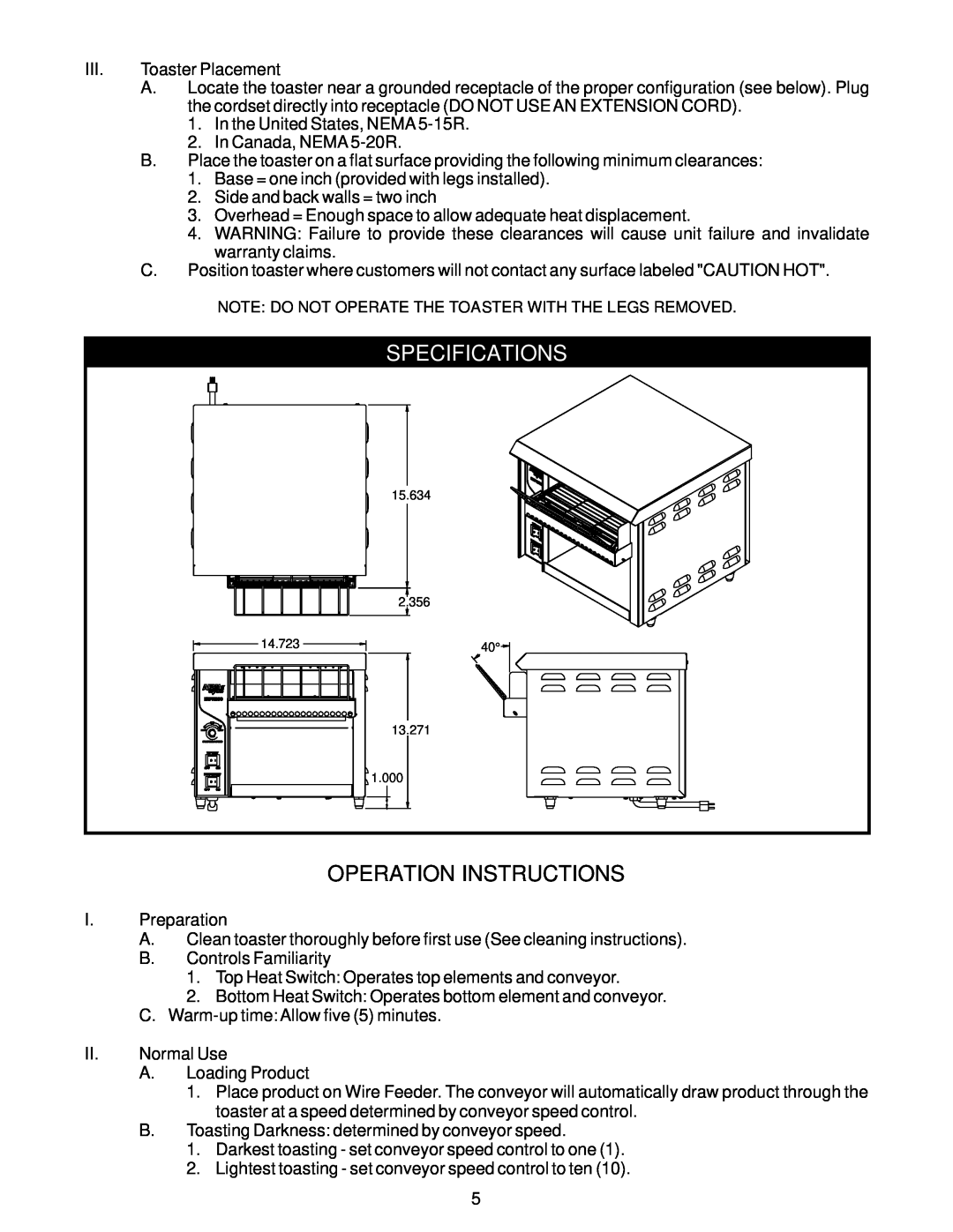 APW Wyott AT Express important safety instructions Specifications, Operation Instructions 