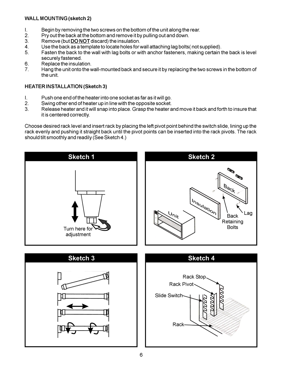 APW Wyott CMC-24, CMW-48, CMC-48, CMP-48, CMW-36, CMP-36, CMC-36, CMP-24, CMW-24 manual Rack 