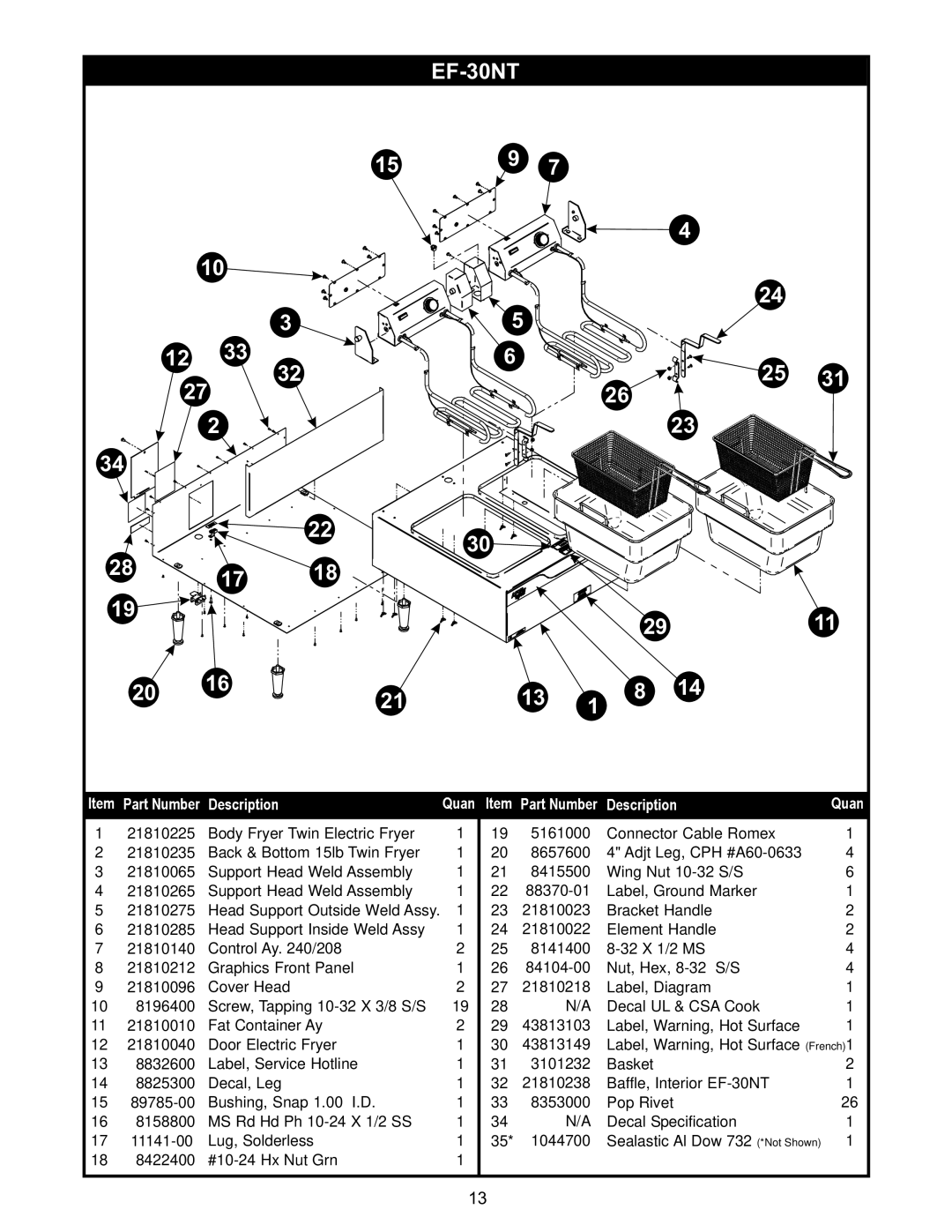 APW Wyott EF-30NTC, EF-15N operating instructions 