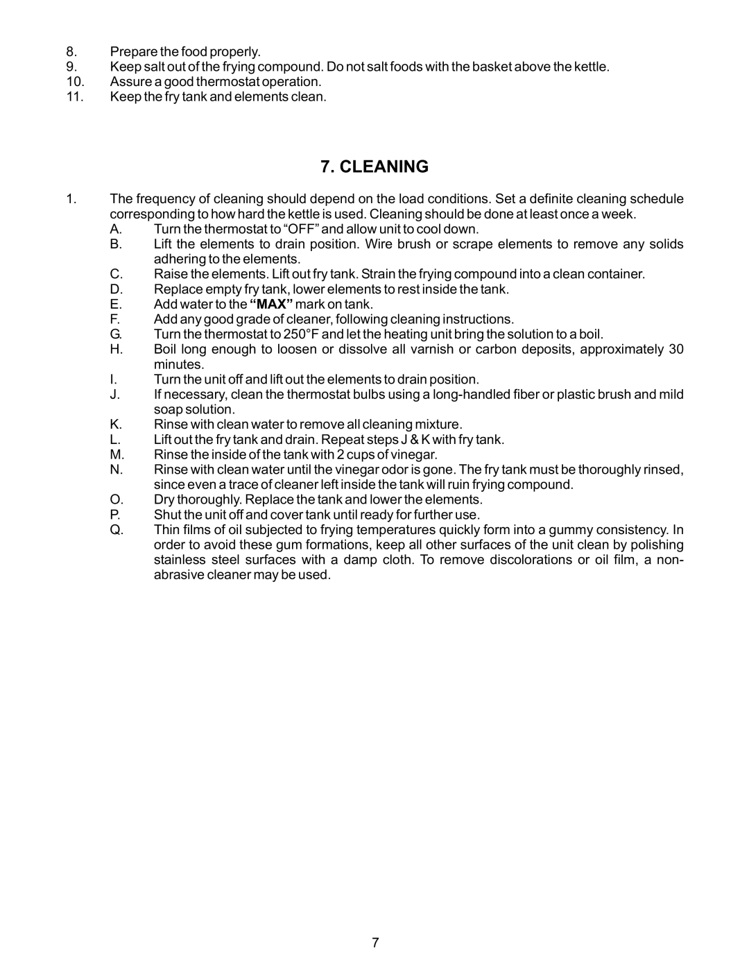 APW Wyott EF-30NTC, EF-15N operating instructions Cleaning 