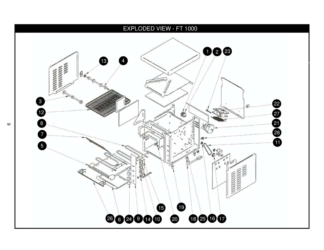 APW Wyott FT 1000 operating instructions Exploded View FT 